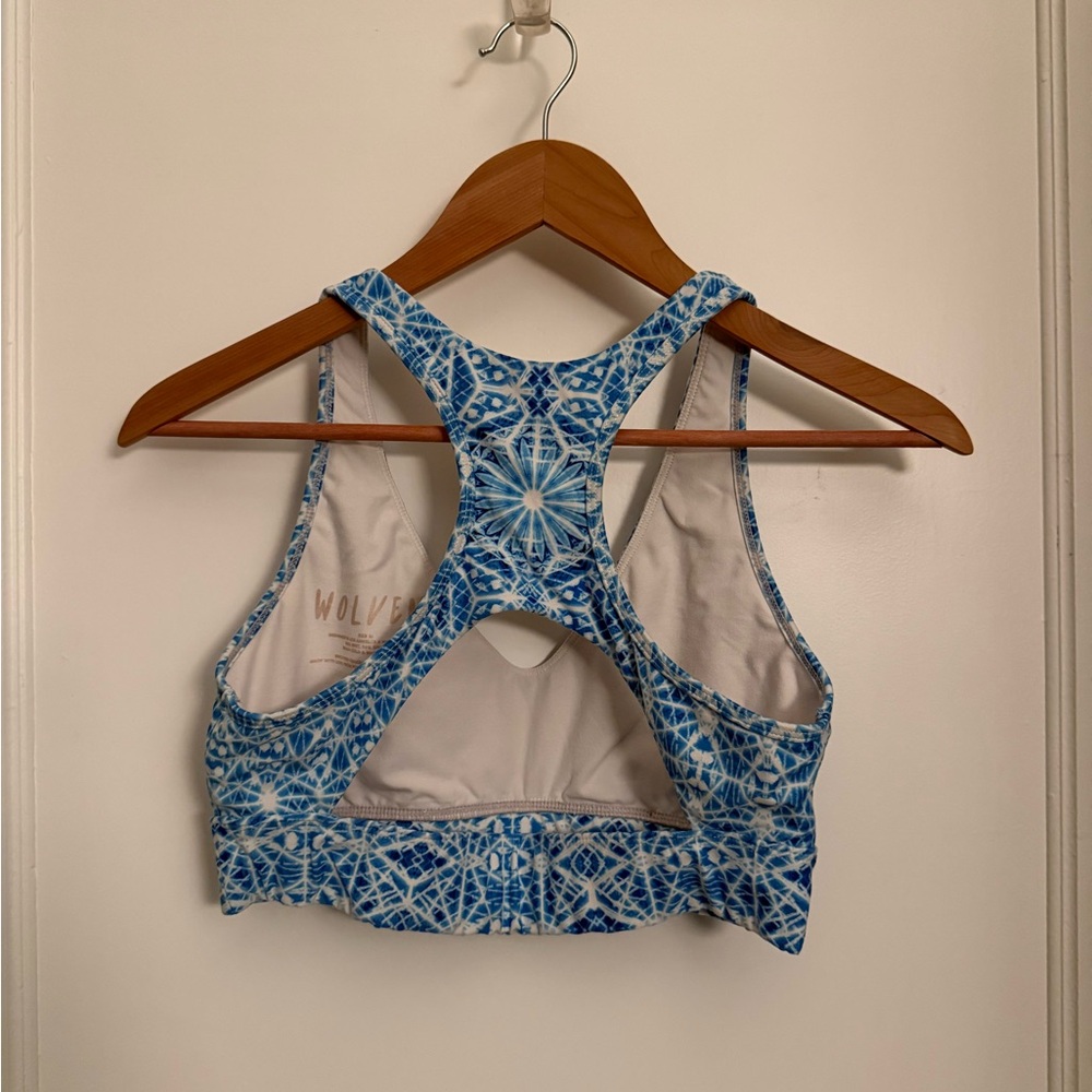 Wolven Sky Blue Geometric Sports Bra - Picture 3 of 4